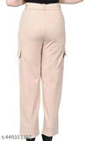 Solid cotton blend cargo pants, casual men's pants from India