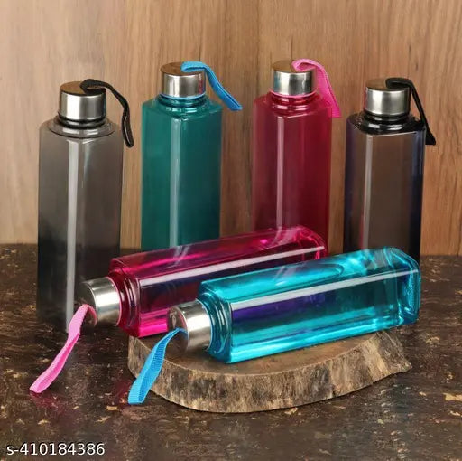 Beige square shape plastic water bottles for gym, home, office, and school (pack of 6, 1000ml) - BIS/ISI certified