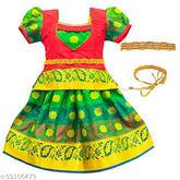Fabulous Kids Girls Neela pattu Lehanga Choli with waist belt, made from high-quality chanderi silk, applique and embellished design, traditional Indian attire for 6-8 years