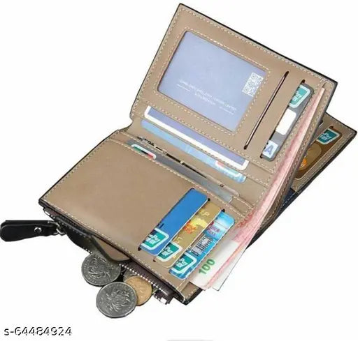 Brown genuine leather wallet with 10 card slots and additional compartment, perfect for everyday use