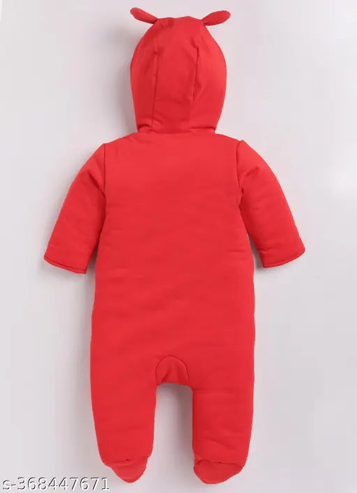 Red printed cotton sweatshirt & pant set for baby girls, Indian-made baby clothing with long sleeves and cute prints