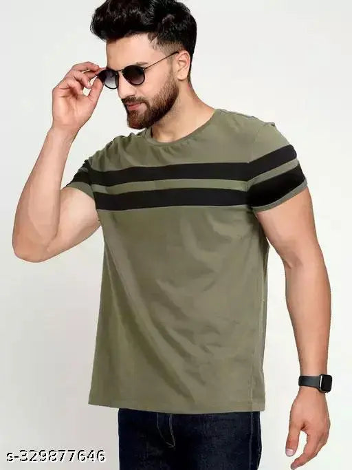 Mens cotton blend half sleeve striped t-shirt pack of 2, S-XL sizes for casual look