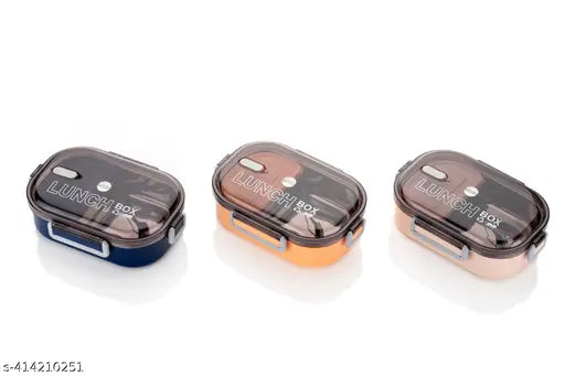 Peach-colored stainless steel gourmet lunch pack with spill-proof body and airtight lid, ideal for school, office, or travel, features 2 containers, microwave safe, food safe, BPA free, dishwasher safe, reusable, and durable