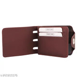 Trendy faux leather men's wallet, 2 compartments, textured pattern, free size (12cm x 10cm)