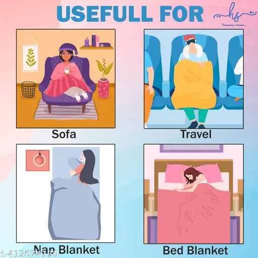 Grey Leaves Reversible Cotton Blanket, ideal for year-round use in AC rooms. Floral print, perfect for gifting or home decor