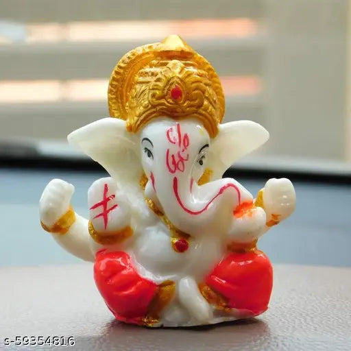 Craftam Ganesh polyresin idol, Indian religious art for car dashboard