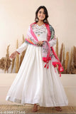Vichitra Silk Sequins Embroidered Festival Gown with Tebby Silk Dupatta, available in S-XXL, full cotton lining, 56 inches long, Indian handcraft