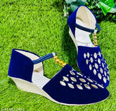 Velvet & synthetic embellished girls bellies shoes by JYQO, stylish slip-on wedges with TPR sole" (123 characters)