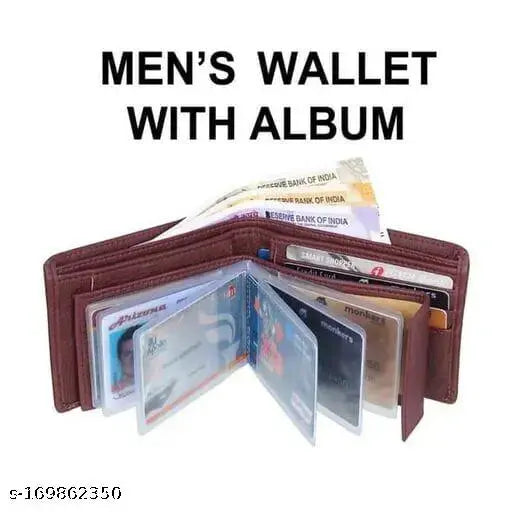 Premium brown PU leather mens wallet, slim design with 2 compartments and coin pocket. Ideal gift for men