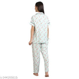 Rayon printed nightsuit, front open cotton nightwear for summer - ladies and girls nightwear set in soft, comfortable rayon fabric