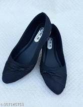 Women's black ballerinas, PU material, embellished slip-on shoes, size UK/IND 4-9 (size EURO: 37-42)