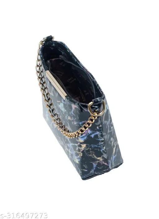 Classy PU printed net parachute bag, free size cross-body bag for women's fashion and everyday use. Double reinforced for durability." (109 characters)