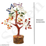 Swara Agate 100 Beads 7 Chakra Vastu Crystal Stone Tree, handmade from original unshaped precious stones. Improves intellect, creativity, self-respect, enhances balance, and removes fear. Exquisite home decor for offices or homes. Made in India