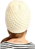Woolen beaded winter cap (2 pack), soft, stretchable, trendy wool cap for ladies and girls, made in India