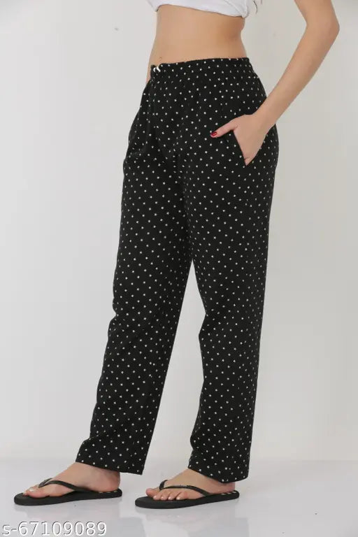 Women's printed cotton blend winter fleece pyjama, cozy and warm for cold nights