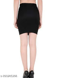Black polyester solid cotton skirt, trendy and stylish for women's wardrobe, fashion accessory on mannequin