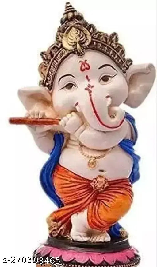 Polyresin Ganesha Idol, handcrafted for home or office decor, exquisitely designed, colorful, symbolizing love and luck
