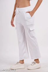 Cotton blend, loose-fitting cargo pants with multiple pockets - Modern Indian fashion