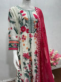 Georgette-silk embroidered Pakistani work suit with dupatta, three-quarter sleeves - Indian party wear fashion" (123 characters)
