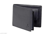 Black genuine leather men's wallet by Shubham, 2 compartments, contemporary design, long-lasting, hand-stitched