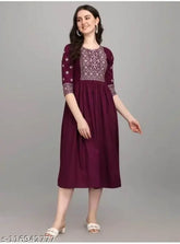 Rayon embroidered kurti, three-quarter sleeves, XL size (bust 42in), Indian traditional clothing