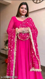 New Rani Georgette Gown Duptta set with Pent, heavy pure soft fox georgette, long sleeves, sequin and jari work