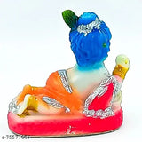 Sky blue unbreakable PVC Krishna idol (10cm), decorative Makhan Chor figurine for home worship