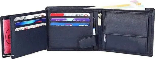 Brown leather trendy men's wallet, 2 compartments, solid pattern, free size (10cm x 11cm), India-made