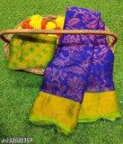 Chiffon printed Brasso Saree, free size Indian traditional wear