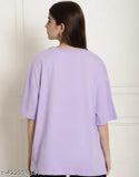 Fancy glamorous women's graphic printed cotton oversize t-shirt for girls, short sleeves, cotton blend, size L (India)