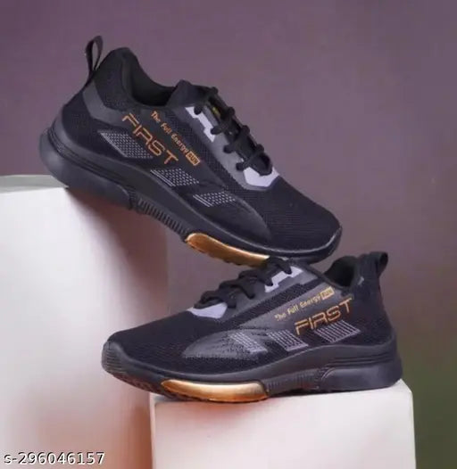 Black EVA School Uniform Running Shoes for Kids - Lace-Up, Ideal for Boys and Girls