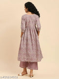 Printed cotton kurta with palazzos, three-quarter sleeves, women's Kurat set in India