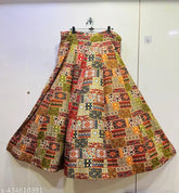 Blackbanch vibrant red-yellow mhendi choli skirt with white flare, rayon fabric for women's party wear