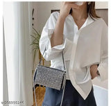 Acrylic quilted net free size bag, stylish ladies bag from India