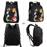 Waterproof black polyester school backpack with pencil stationery pouch, ideal for school-going boys and girls picnics