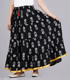 Women's white kadi print butti rayon skirt, size 34 (waist 17in, length 40in), kadi floral print net skirt on model