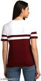 Colorblocked short sleeve cotton womens t-shirts, stylish fashion essentials from India
