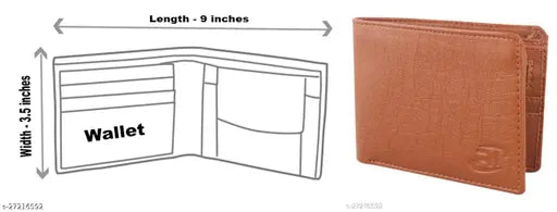 Tan canvas & leather, classic men's artificial leather wallet. Elegant regular size with 10 card slots, stylish & functional for modern men