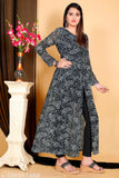 Black and white floral Georgette fancy kurti, intricately embellished with lace and beadwork, ideal for special occasions