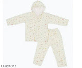 Multi Colour wool sweat shirt pyjama set for winter babies, featuring printed patterns on long sleeves