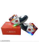 Colorblocked EVA LED light shoes for kids and boys, stylish print net pattern, ideal for ages 2-12 years, Velcro fastening