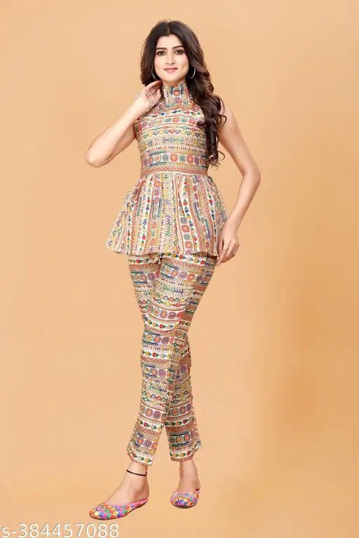 Cotton Foil Print Sleeveless Top with Coords Dress Unity Luxure, high-quality Indian ethnic fashion for women