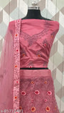 Elegant embroidered net Lehenga Choli with Dupatta - Golden zari work, ideal for special occasions (Indian fashion)