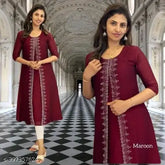 Indian Vichitra Silk, Three-Quarter Sleeve Festival Special in Seven Colors - M: 38in Bust & L: 40in Bust