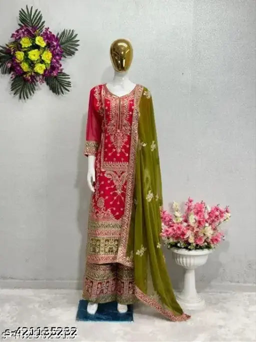 Heavy faux Georgette Kurta set, printed with vibrant Indian designs, M/L/XL/XXL sizes available