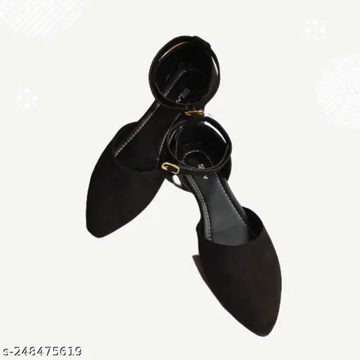 Suede embellished ankle flat sandals, black, perfect for party or casual wear