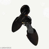 Suede embellished ankle flat sandals, black, perfect for party or casual wear