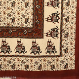 Maroon Jaipuri cotton flat sheets, superfine quality for adult use, traditional Sanganeri screen print