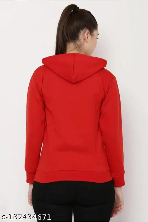 Fashionable fleece hoodie, 100% cotton with zip & kangaroo pocket for women, available in S-XL sizes (36in-42in bust)