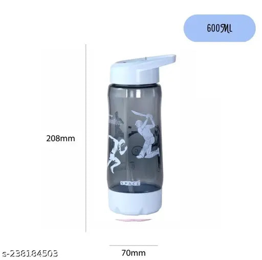 Blue Space plastic sipper water bottle (600 ml) for kids & toddlers - sports theme, leak-proof design